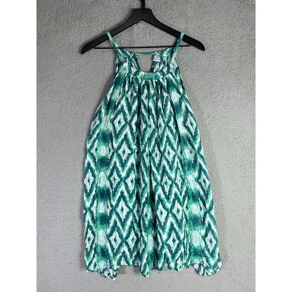 Island Planet‎ Green White Ikat Rayon Halter Dress Made in Bali Size M - Picture 7 of 10